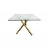 80cm 4 Seater Square Glass Table - Gold Legs Photo