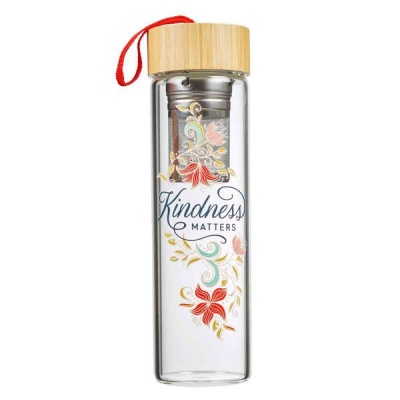 Photo of Christian Art Gifts Glass Waterbottle With Infuser - Kindness Matters