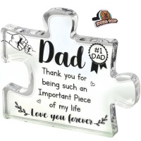 Fathers Day Best DAD Acrylic Puzzle Ornament with Bellabear Bookmark