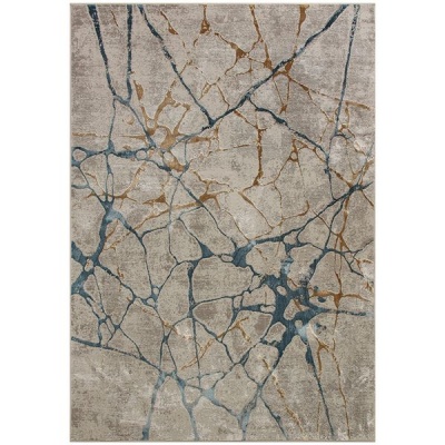 Kristal Carpets Star Modern Beige Blue Crack Rug