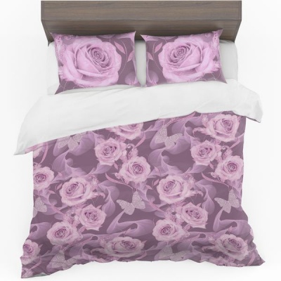 Photo of Print with Passion Fluffy Pink Roses Duvet Cover Set