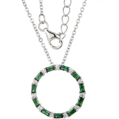 Photo of Kays Family Jewellers Circle of life Emerald Baguette Pendant in 925 Sterling Silver
