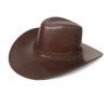 Brown faux leather cow boy hat for men and women Photo