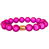 Luxury Coco B Beaded Bracelet 12mm Pink beads with 18K Gold Plated end bead