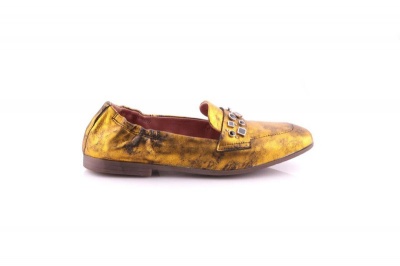 Photo of Women's Gold Leather Ballerina Loafer