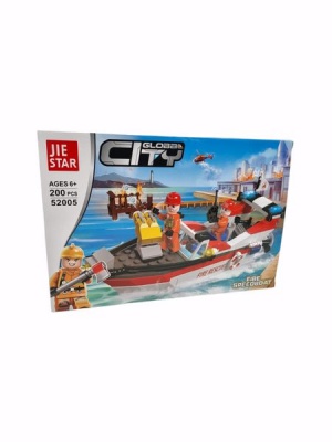 JIE Star Global City Fire Speed Boat Set 200 Pieces Building Blocks