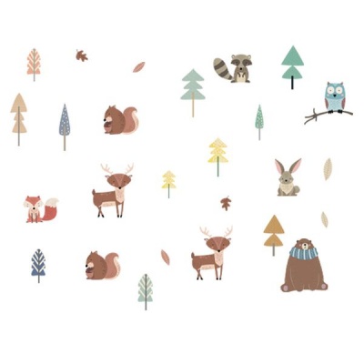 Photo of AOOYOU Cartoon Forest Trees & Animals Art Sticker for Wall Decoration