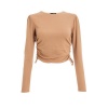 Quiz Ladies Vicky Pattison Camel Ruched Crop Top - Camel Photo