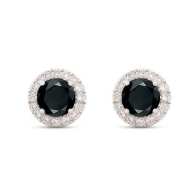 Photo of Pure Jewellery 1.32ct Black Diamond Halo Earrings in 9k White gold