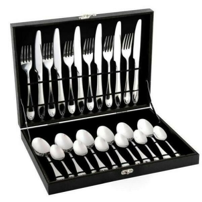 Photo of 24 piecess Stainless Steel Fine Cutlery Set with Black Case