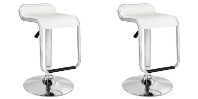 Photo of Low Back Leather Bar Chair Stools - White