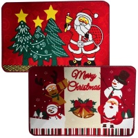 Home Décor Holiday Christmas Themed Doormat Rug Carpet Set of 2