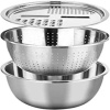 3" 1 Multipurpose Stainless Steel Drain Basket Vegetable Cutter and Bowl Photo