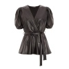 Quiz Ladies Vicky Pattison Black Faux Leather Peplum Top - Black Photo