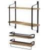 HEARTDECO Rustic Solid Wood Wall Mount Floating Display Storage Shelves Set Photo