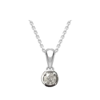 Photo of SCJ Genuine Round Diamond 0.34ct Tube Pendant & Chain - 925 Sterling Silver