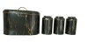 Black Bread Bin & 3 Piece Canister Set with Gold Grey and White Detail Photo