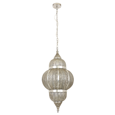 Photo of Zebbies Lighting - Amina Large - Silver Moroccan 1 Light Pendant