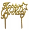 Happy Birthday Cake Topper Decoration - Gold Glitter Photo