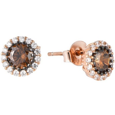Photo of Kays Family Jewellers Classic Dark Rose Halo Studs on Rose 925 Silver