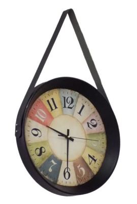Elegant Wall Clock Glass Less 39cm Belt Hanging Design