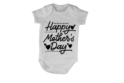 Photo of BuyAbility Happy Mothers Day - Dots and Hearts - Short Sleeve - Baby Grow