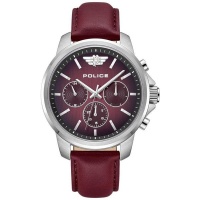 Police Mensor Multifunction Leather Strap Watch