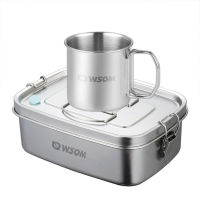 owsom Premium Stainless Steel Lunch Box Bento Collapsible Handle Cup