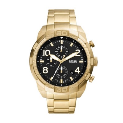Fossil Bronson Mens Gold Stainless Steel Watch FS5877
