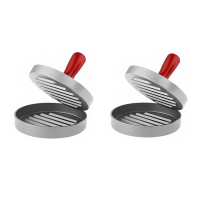 Pack Of 2 Silver Brown Round Straight Single Burger Press