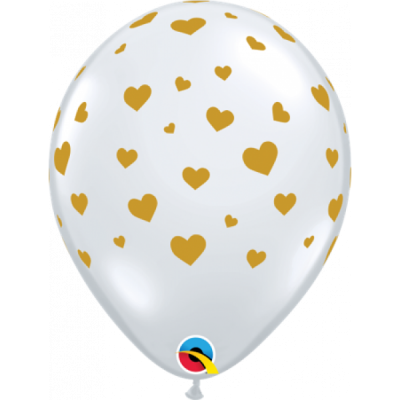 Qualatex 11 Latex Round Balloon with Hearts