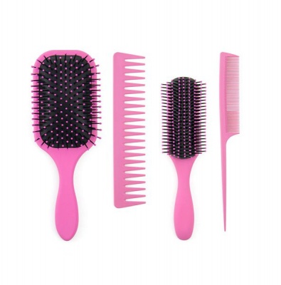 Photo of 4 Pieces Anti Static Hair Brushes Detangling Comb Set - Pink