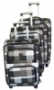 3 Piece Checkered Art PU Leather Travel Luggage Bag Set - White & Black Photo
