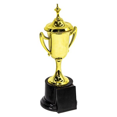 Terrific Trophies Gold Cup Trophy with Base Removable Lid