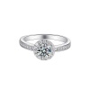 Pave Halo 0.50ct Moissanite Engagement Ring Photo