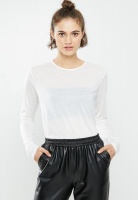 Womens Missguided Semi Sheer Long Sleeve T Shirt White