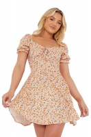 I Saw It First Ladies Orange Petite Daisy Print Swing Dress