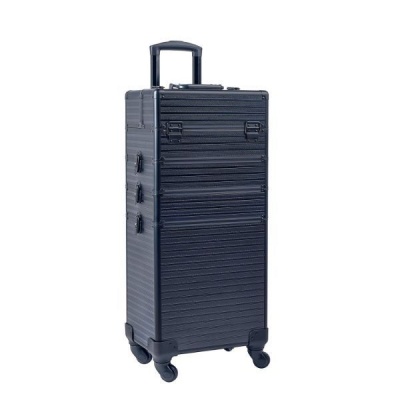 4 1 Black Metallic Professional Makeup Trolley Case for Artists