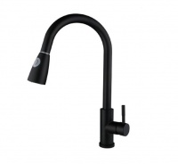 Matte Black Pull Out Faucet Retractable Rotating Faucet