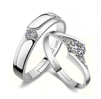 Photo of SilverCity 925 Sterling Silver Plated Zircon Eternity Opening Ring Set