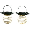 2 Piece Solar Garden Pineapple Shape Outdoor Iron Wire Art Hanging Light Photo