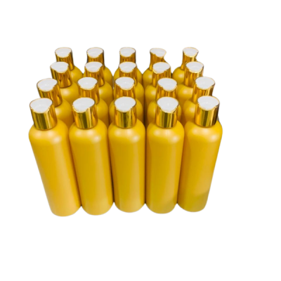 20 x 250ml Gold HDPE Round Shoulder Bottles with Gold White Caps