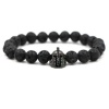Argent Craft Natural Lava Stone with Black Knight Helmet Bracelet Photo