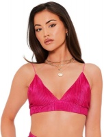 I Saw it First Ladies Hot Pink Plisse Triangle Bralet