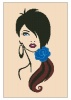 Cross stitch kit- Lady with Blue Flower Photo