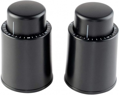 Set of 2 Wine Vacuum Stopper with Time Recorder Black