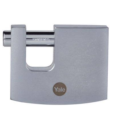 Photo of Yale 70mm Shutter padlock satin chrome pack1