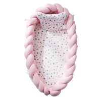 Multifunctional Baby Double Braided Bumper Cot Mattress Nest Bed Pink