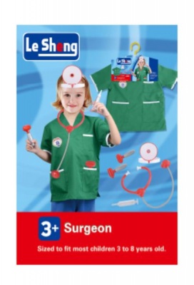 Photo of Doctor Surgeon Role Play Costume Set with Accessories - Green Scrubs