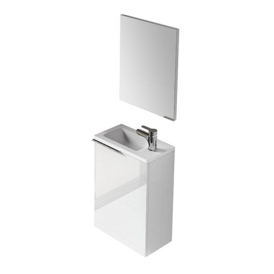 Photo of San Marco Tiles Compact Shiny White Cabinet 58 X 40 X 22cm Included Mirror and PMMA Basin
